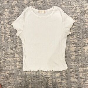 Altar'd State Cream Ribbed Short Sleeve Top